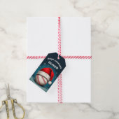 Étiquettes-cadeau Bal de baseball Rouge Père Noël (Avec de la ficelle)