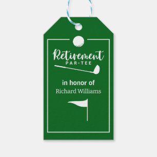 Étiquettes-cadeau Bal de golf de retraite Drapeau moderne