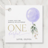 Étiquettes Cadeau Balcon Violet, Verdure, Feuillage, Premier Anniver (Devant)