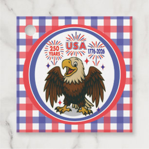 Étiquettes Cadeau Bald Eagle avec Fireworks - USA 250 ans 1776-2026