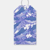 Étiquettes-cadeau Baleine à bosse monochromatique bleue (Devant)