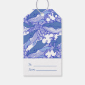 Étiquettes-cadeau Baleine à bosse monochromatique bleue (Dos)