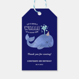 Étiquettes-cadeau Baleine d'un temps mignon Casquette de la marine