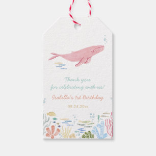 Étiquettes-cadeau Baleine rose 1er anniversaire Merci Tags cadeaux