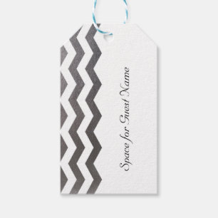 Étiquettes-cadeau Balise 10 Bilingue Chic Silver Chevron Nom d'hôte