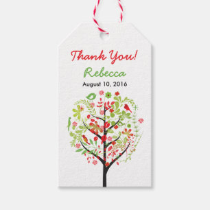 Étiquettes-cadeau Balise Arbre des oiseaux vivants Merci Bat mitzvah