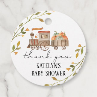 Étiquettes Cadeau Balise Baby shower citrouille ou Merci d'anniversa