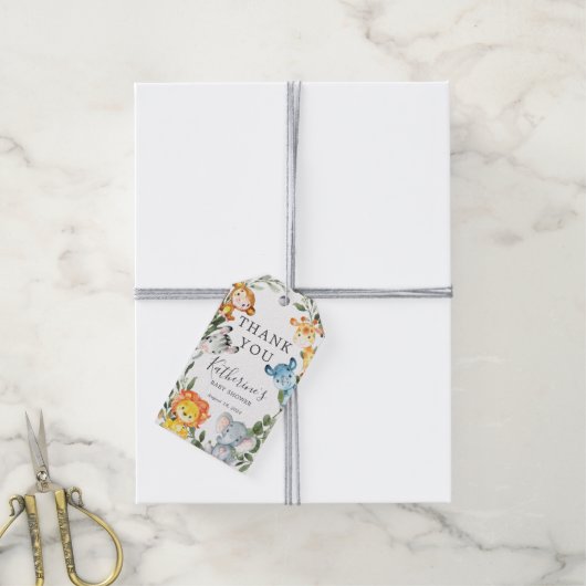 Étiquettes-cadeau Balise Baby shower Favoriser les animaux de la jun (Avec de la ficelle)