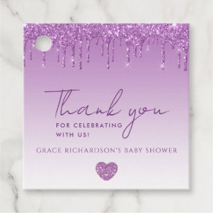 Étiquettes Cadeau Balise Baby shower Parties scintillant pourpre Me