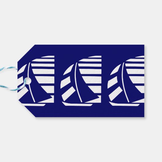 Étiquettes-cadeau Balise Balises blanches sur Merci bleu personnalis (Dos Horizontal)