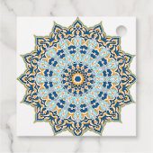 Étiquettes Cadeau Balise bleue et orange Mandala Favor (Dos)