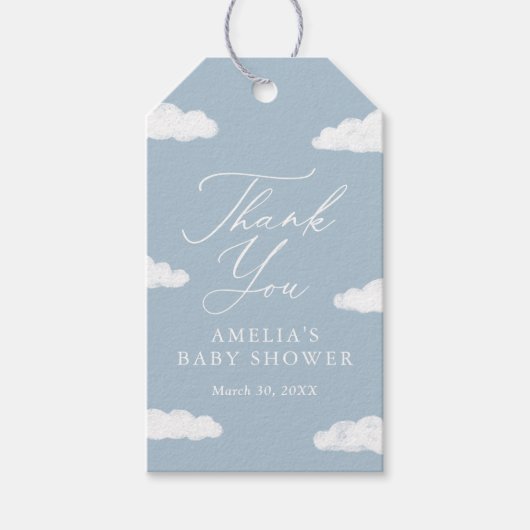 Étiquettes-cadeau Balise Blue Cloud Neuf Baby shower Favoriser (Devant)
