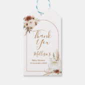Étiquettes-cadeau Balise Boho Arch Citrouille blanc Merci floral (Devant)