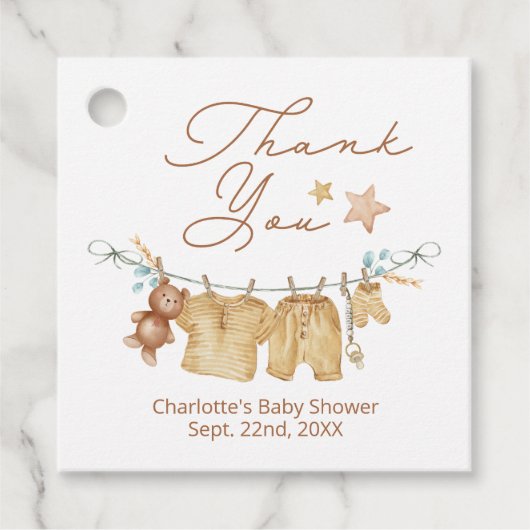 Étiquettes Cadeau Balise Boho Baby shower Merci (Devant)