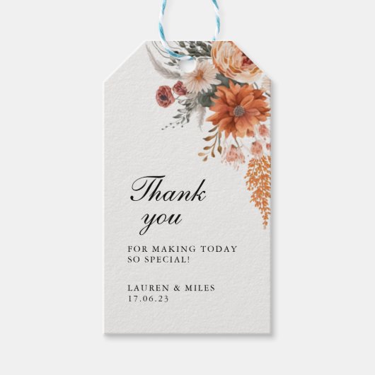 Étiquettes-cadeau Balise Boho Fall Merci Favor (Devant)