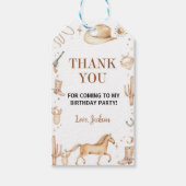 Étiquettes-cadeau Balise Boho First Rodeo Cowboy Merci d'anniversair (Devant)