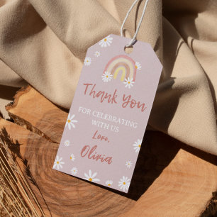 Étiquettes-cadeau Balise Boho Rainbow Daisy Anniversaire Merci