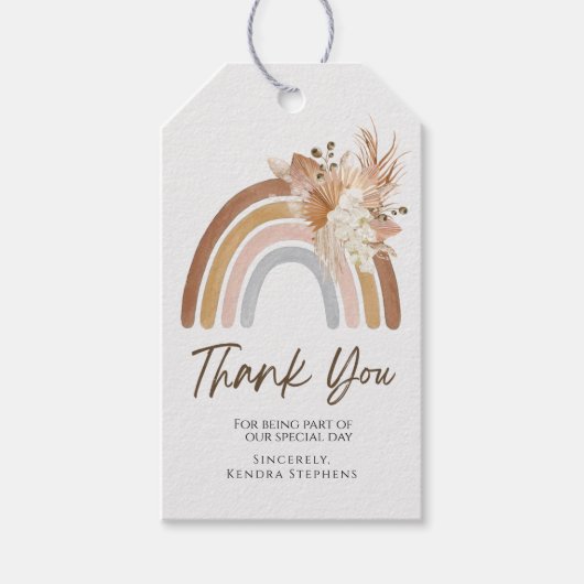 Étiquettes-cadeau Balise Boho Rainbow Merci (Devant)