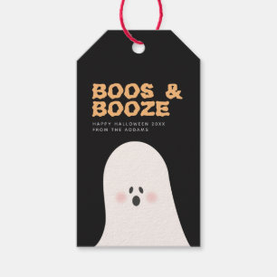Étiquettes-cadeau Balise Boos & Booze Halloween Cute Ghost Bottle