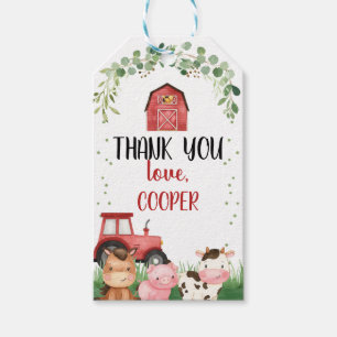 Étiquettes-cadeau Balise Boys Red Barn Tractor Farm Anniversaire Fav