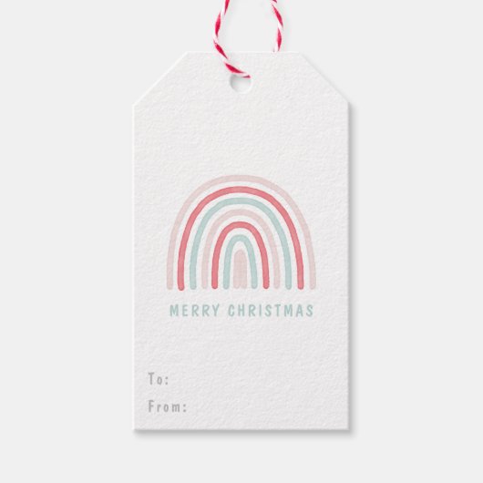 Étiquettes-cadeau Balise Cadeau Arc-en-ciel de Noël Enfants Boho ros (Devant)