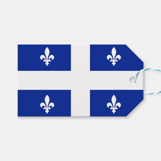 Étiquettes-cadeau Balise cadeau avec Drapeau du Québec, Canada (Devant (Horizontal))