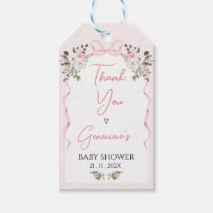 Étiquettes-cadeau Balise cadeau Baby shower Croquette Pink Bow