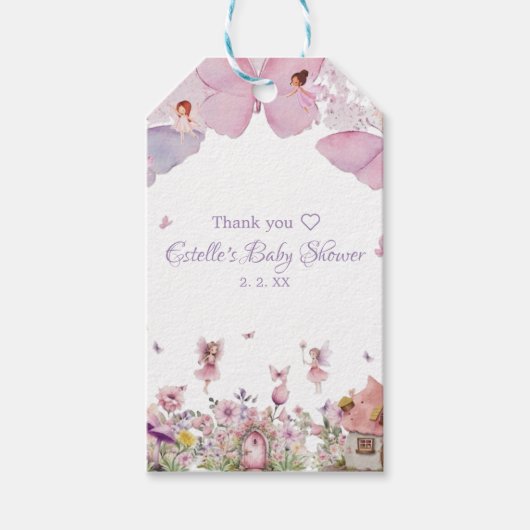 Étiquettes-cadeau Balise cadeau Baby shower fée mignonne (Devant)