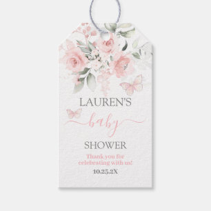 Étiquettes-cadeau Balise cadeau Baby shower floral rose papillon