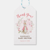 Étiquettes-cadeau Balise cadeau Baby shower lapin rose pour fille (Devant)
