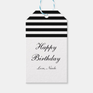 Étiquettes-cadeau Balise cadeau Black & White Striped Chic Glam