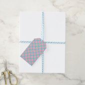 Étiquettes-cadeau Balise cadeau bleu plaid (Avec de laficelle)