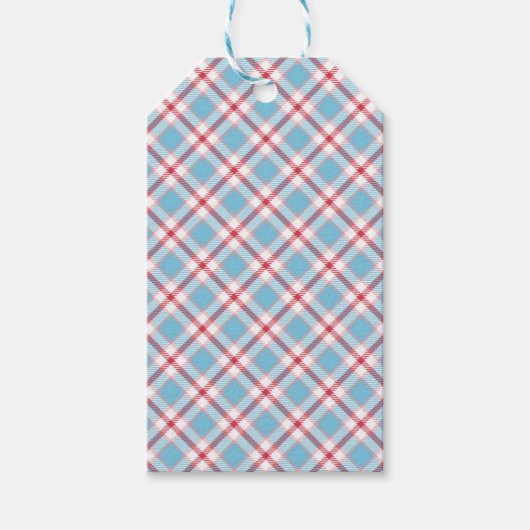 Étiquettes-cadeau Balise cadeau bleu plaid (Devant)
