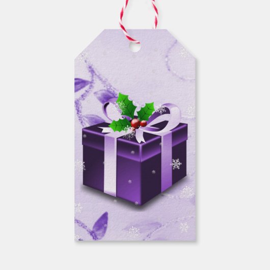 Étiquettes-cadeau Balise cadeau boîte de Noël violet (Dos)