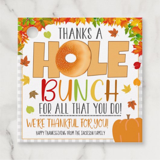 Étiquettes Cadeau Balise Cadeau Chute Bagel, Cadeau Appréciation (Devant)