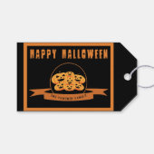 Étiquettes-cadeau Balise cadeau citrouille Halloween noir et orange (Devant (Horizontal))