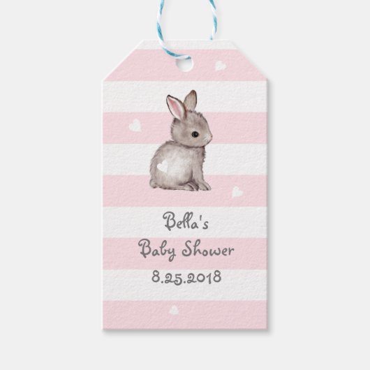 Étiquettes-cadeau Balise cadeau Coeur Bunny Gris rose (Devant)