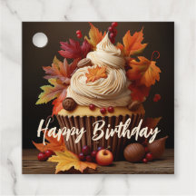 Balise cadeau d'anniversaire Cupcake d'automne ave