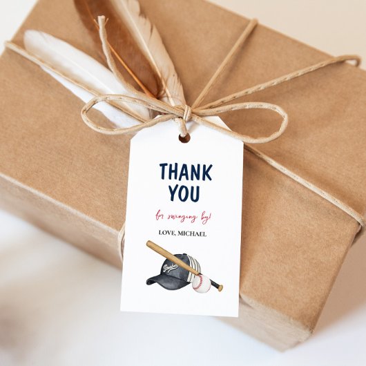 Étiquettes-cadeau Balise cadeau d'anniversaire de baseball moderne