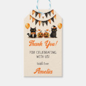 Étiquettes-cadeau Balise cadeau d'anniversaire de fête de chat noir (Devant)