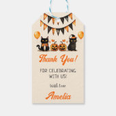 Étiquettes-cadeau Balise cadeau d'anniversaire de fête de chat noir (Dos)