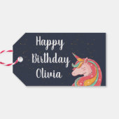 Étiquettes-cadeau Balise cadeau d'anniversaire de la licorne Arc en  (Dos Horizontal)