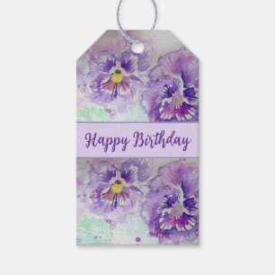 Étiquettes-cadeau Balise cadeau d'anniversaire violet Pansy