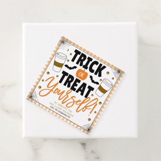 Étiquettes Cadeau Balise cadeau d'appréciation de café Halloween (En situation)