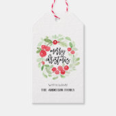 Étiquettes-cadeau Balise cadeau d'aquarelle de Noël Berry Wreath (Devant)