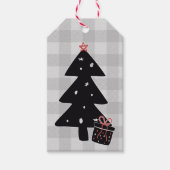 Étiquettes-cadeau Balise cadeau d'arbre de Noël noir et gris (Devant)