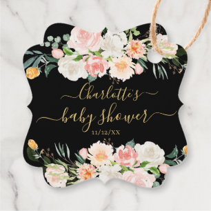 Étiquettes Cadeau Balise Cadeau de Baby shower Favoriser Roses et pi
