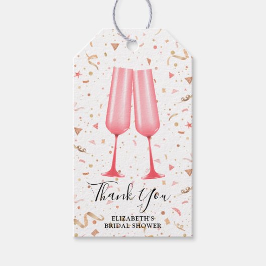 Étiquettes-cadeau Balise cadeau de Brunch et de Merci mousseux (Devant)