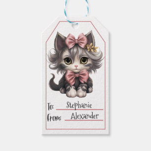 Étiquettes-cadeau Balise Cadeau de chat adorable - Joli thème animal
