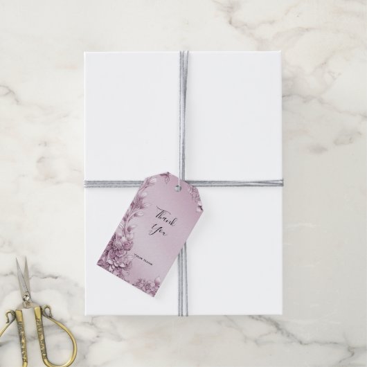 Étiquettes-cadeau Balise cadeau de feuillage rose (Avec de la ficelle)